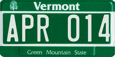 VT license plate APR014