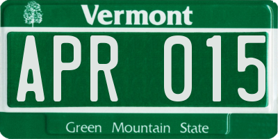 VT license plate APR015