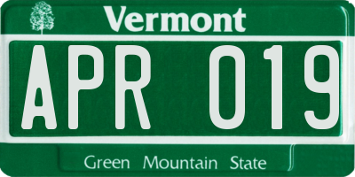 VT license plate APR019