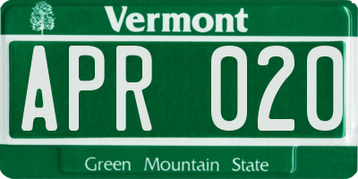 VT license plate APR020