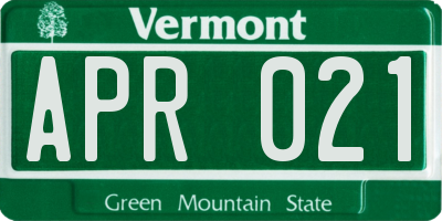 VT license plate APR021