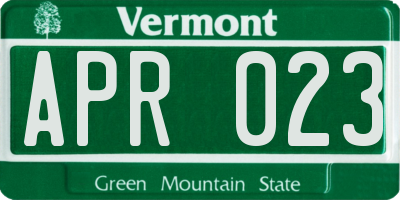 VT license plate APR023