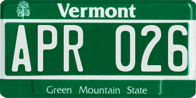 VT license plate APR026