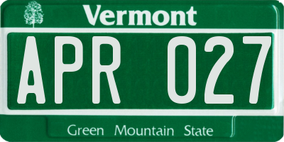 VT license plate APR027