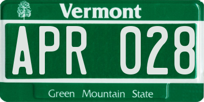 VT license plate APR028