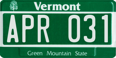VT license plate APR031