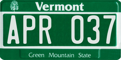 VT license plate APR037
