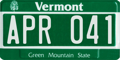 VT license plate APR041