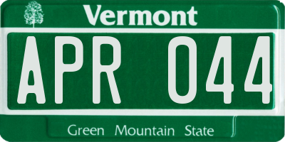 VT license plate APR044