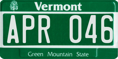 VT license plate APR046
