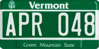 VT license plate APR048