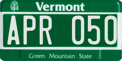 VT license plate APR050