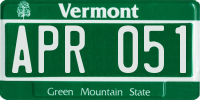 VT license plate APR051