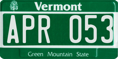 VT license plate APR053