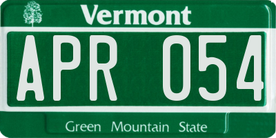 VT license plate APR054