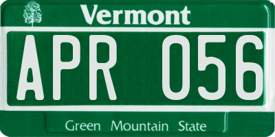 VT license plate APR056