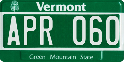 VT license plate APR060