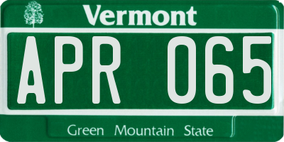 VT license plate APR065