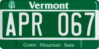 VT license plate APR067
