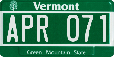 VT license plate APR071