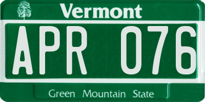 VT license plate APR076