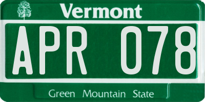 VT license plate APR078