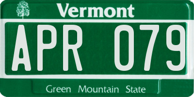 VT license plate APR079