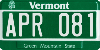 VT license plate APR081