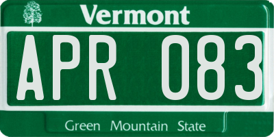 VT license plate APR083