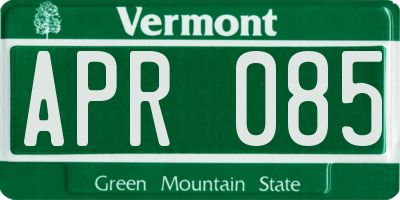 VT license plate APR085