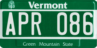 VT license plate APR086