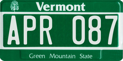 VT license plate APR087