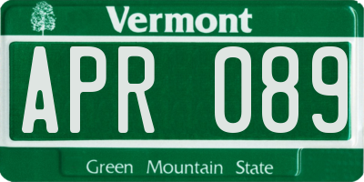 VT license plate APR089