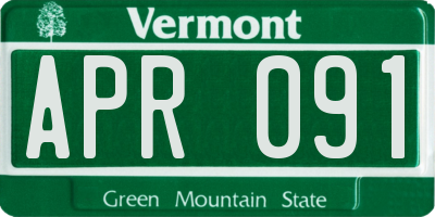 VT license plate APR091