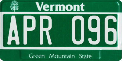 VT license plate APR096