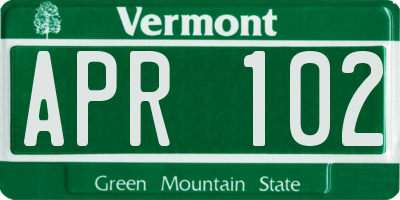 VT license plate APR102