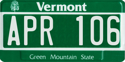 VT license plate APR106