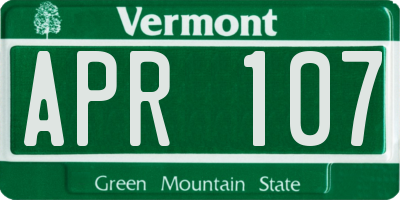 VT license plate APR107