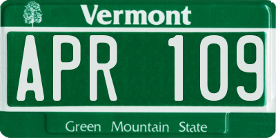 VT license plate APR109