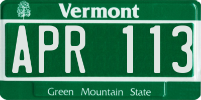 VT license plate APR113