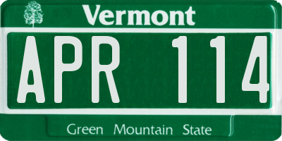 VT license plate APR114