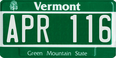 VT license plate APR116