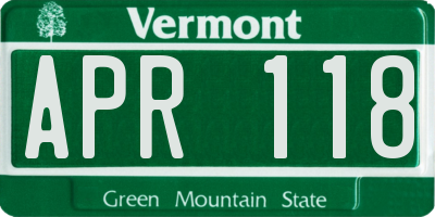 VT license plate APR118