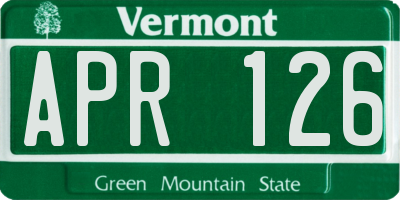 VT license plate APR126