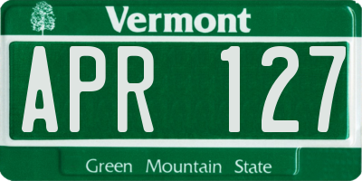VT license plate APR127