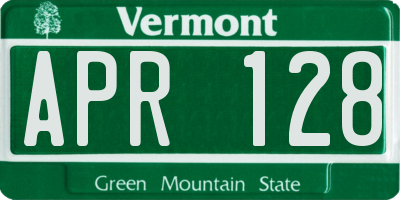 VT license plate APR128