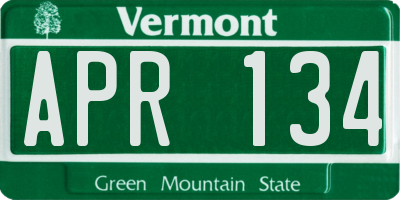 VT license plate APR134