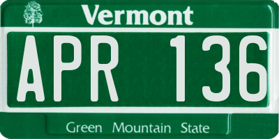 VT license plate APR136