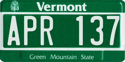 VT license plate APR137