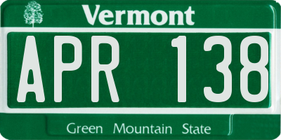 VT license plate APR138